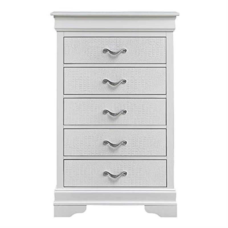 Eduardo 5 Drawer Chest, Pearl White