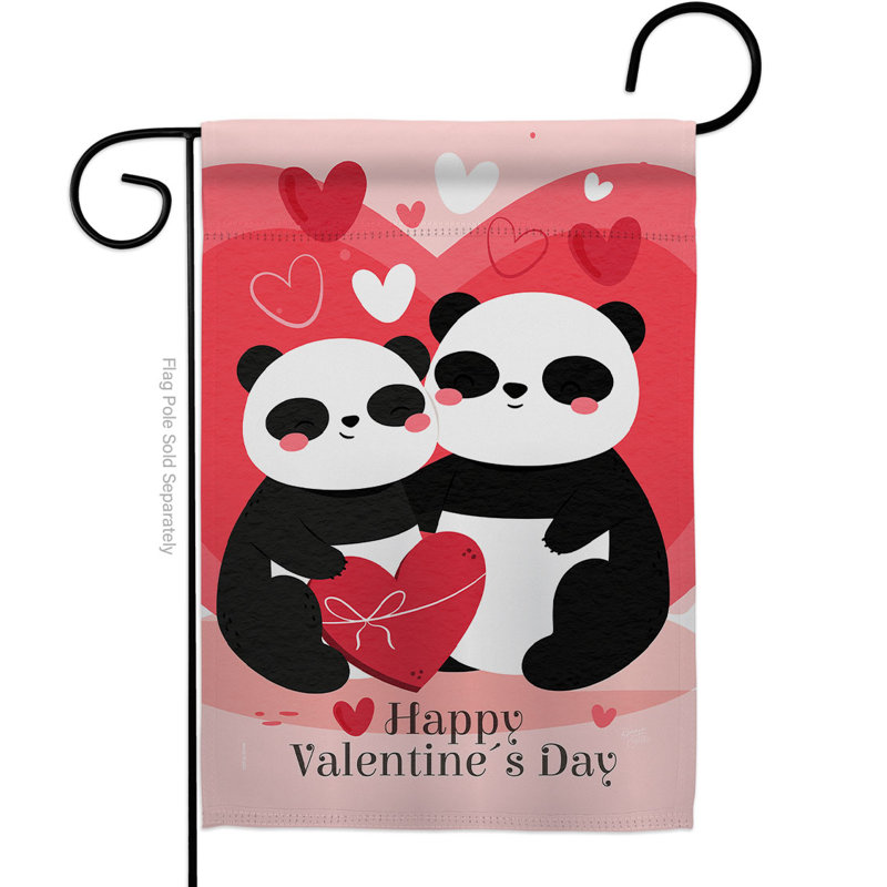 Drapeau de jardin en polyester 18,5 x 13 po Panda With Love