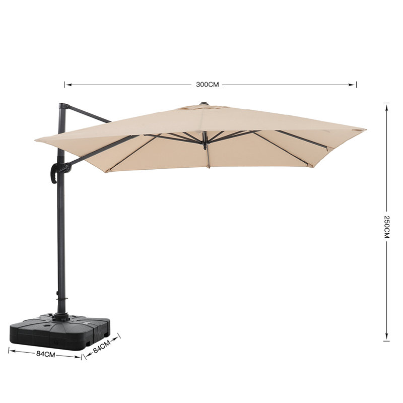 Aappo 300cm Cantilever Parasol, Khaki