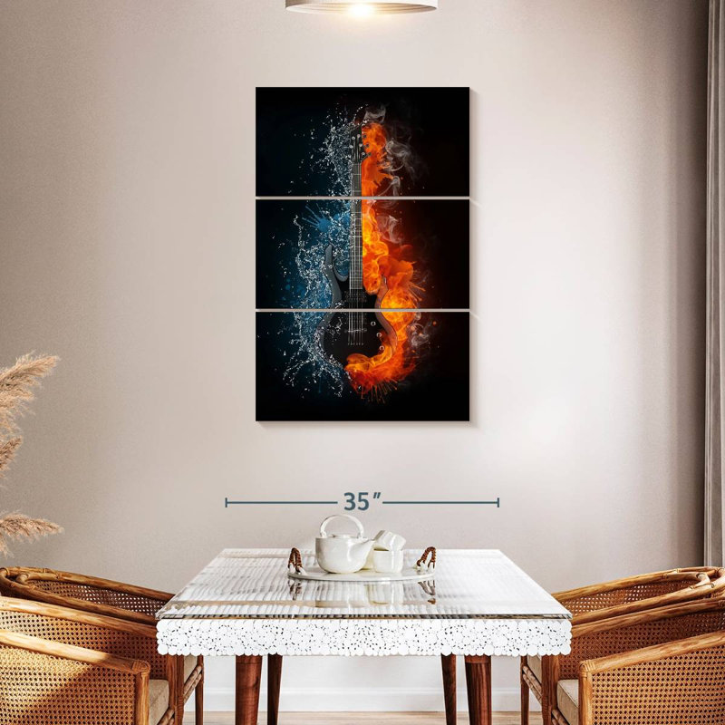 Abarca Flaming Guitar, 45" H x 28" W