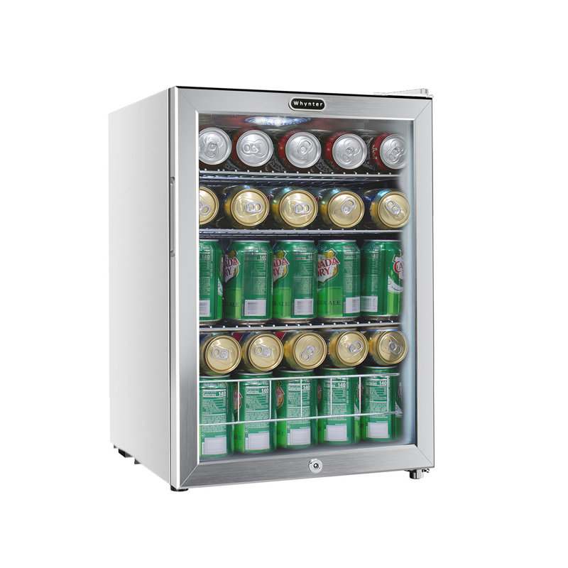 Compact Stainless Steel Freestanding Beverage Refrigerator with Glass Door