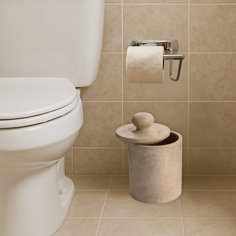 100% Marble Cylinder Bin, Beige