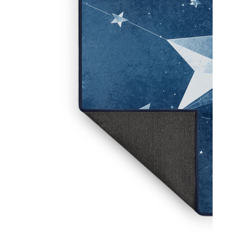 Tapis bleu doux et moelleux d'inspiration géométrique Clements Global, 5 x 7