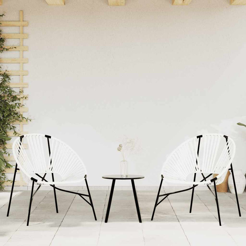 Garden Chair Set 3 Pcs Poly Rattan, Black/White