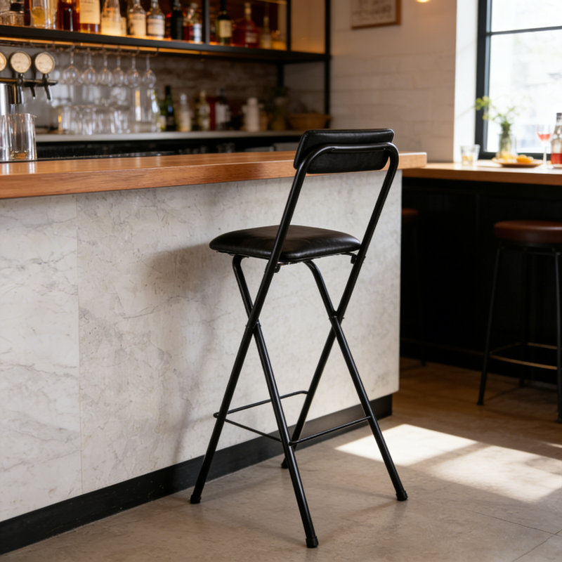 Tabourets de bar pivotants rembourrés avec structure en métal, pliables