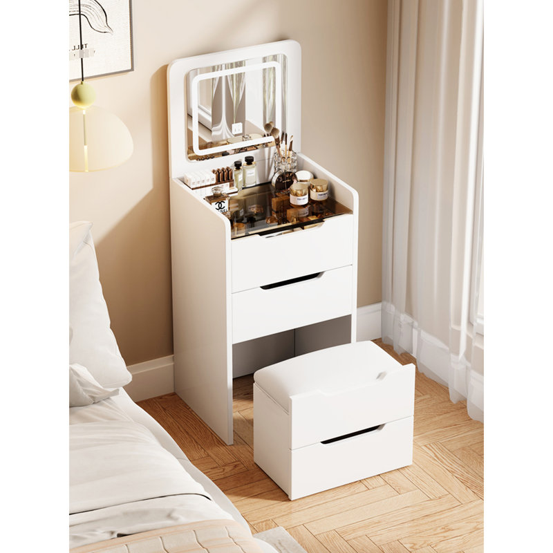 White Vanity Desk With Flip Top Mirror And Drawer Storage, Bedroom Makeup Table, Stylish Furniture Compact Visible Desktop Drawer, Furniture, Functional Beauty Station
