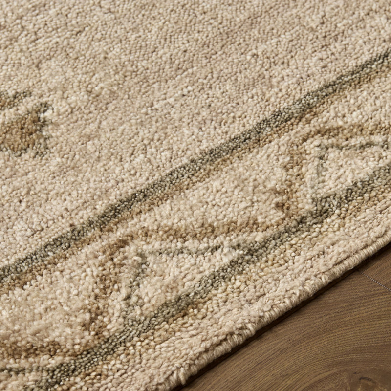 Alara Handmade Wool Area Rug, Beige, Rectangle 6' x 9'