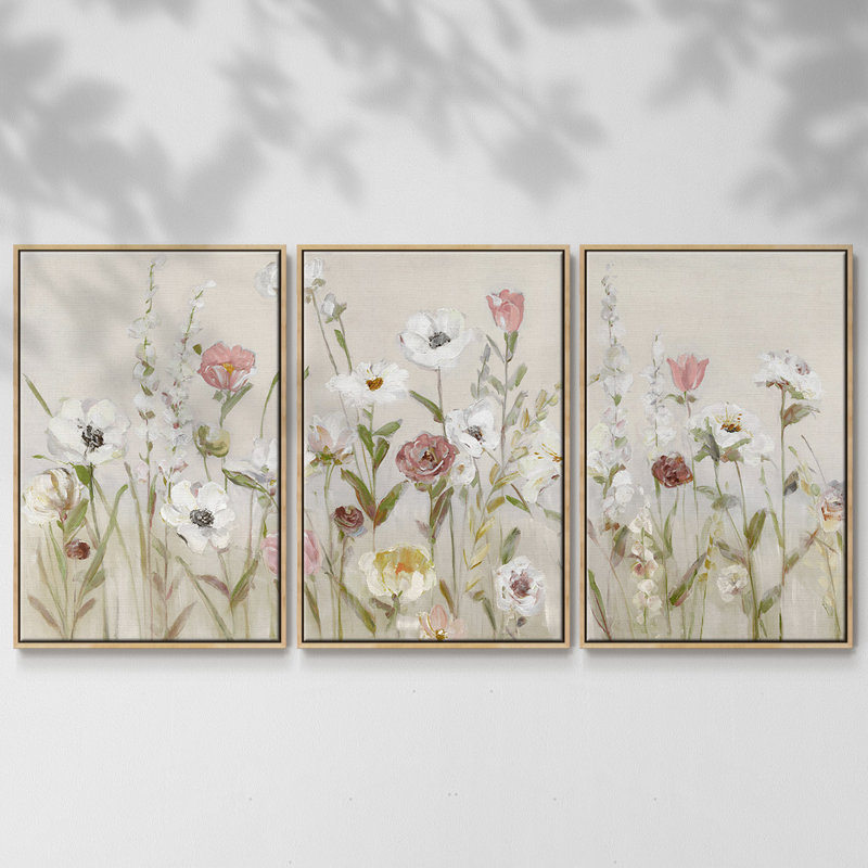" Bloomin Around " 3 - Pieces, 36" H x 75" W x 2" D, Natural