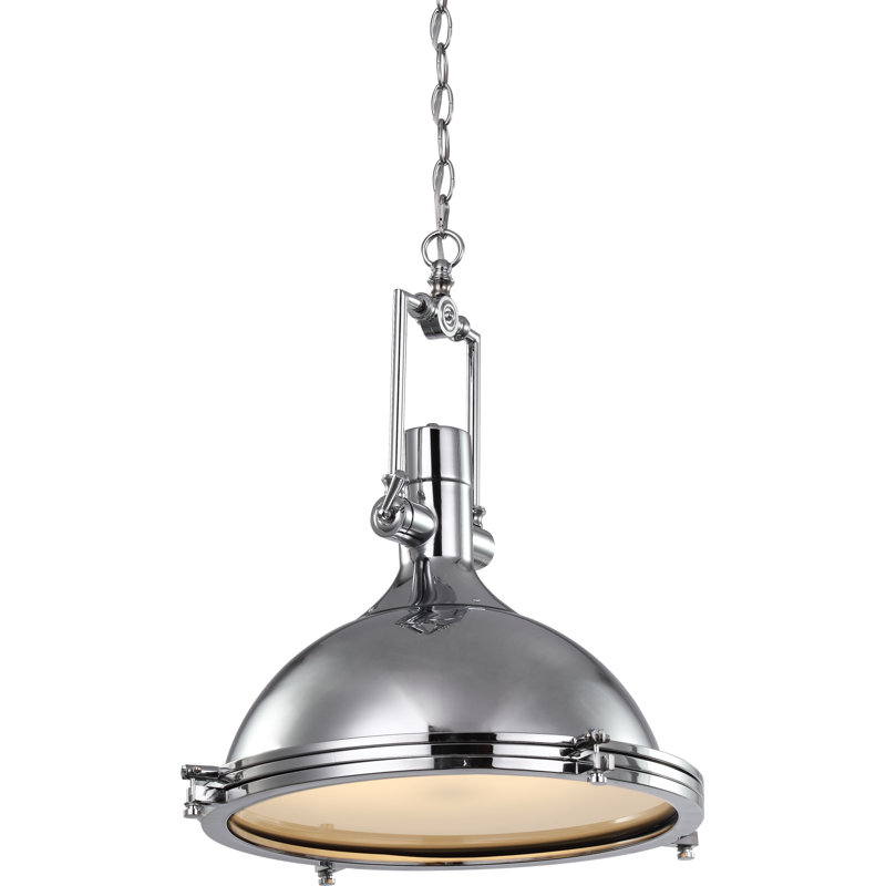 Industrial 1-Light Single Dome Pendant, Chrome