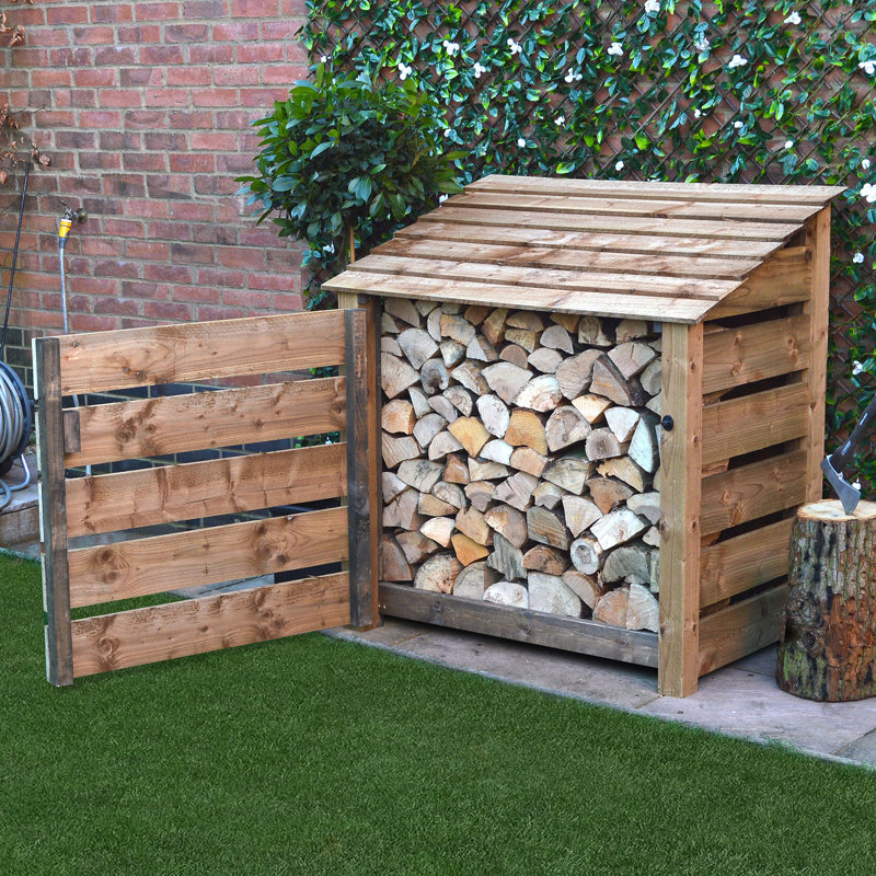 Strasburg 123cm W x 80cm D Solid Wood Log Store, Rustic Brown