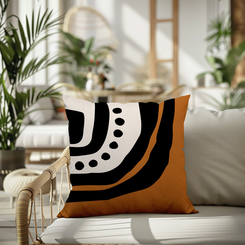 Oreiller carré réversible intérieur / extérieur Tobe Minimalist, H 15 po x l 15 po, Purple/Black/Off-White