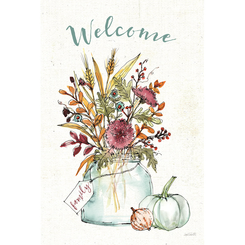 Festive Foliage III Welcome by Anne Tavoletti - Wrapped Canvas Painting, 46cm H x 30cm W