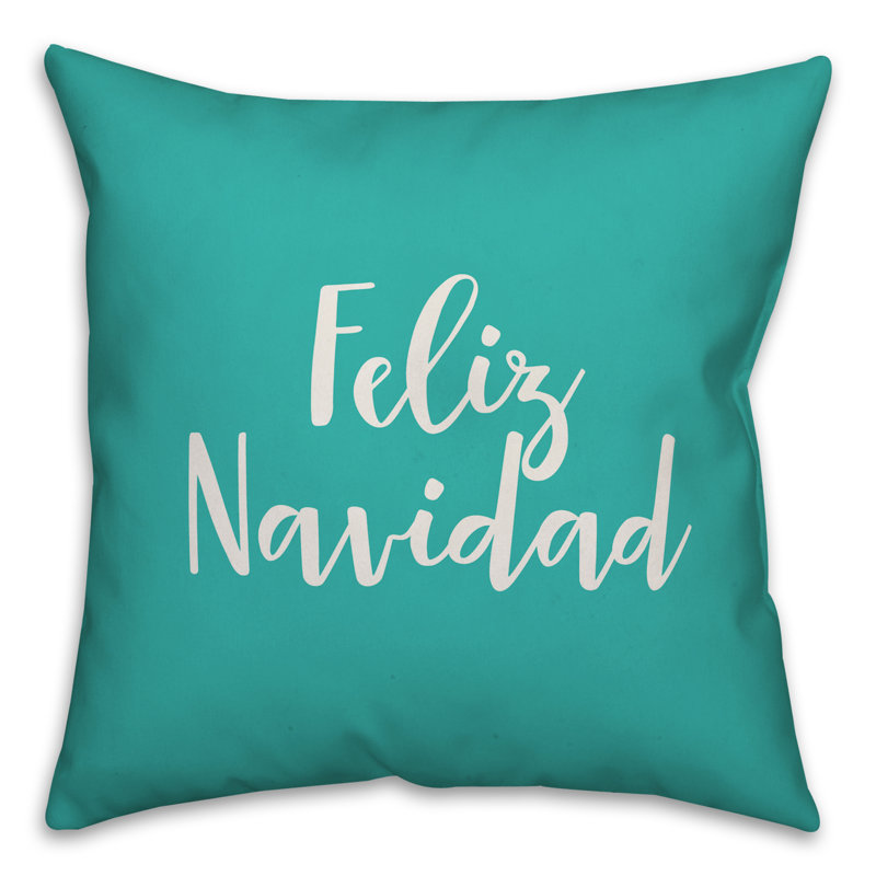 Coussin Feliz Navidad, Bleu sarcelle, Housse de coussin