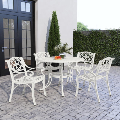 white wrought iron dining set