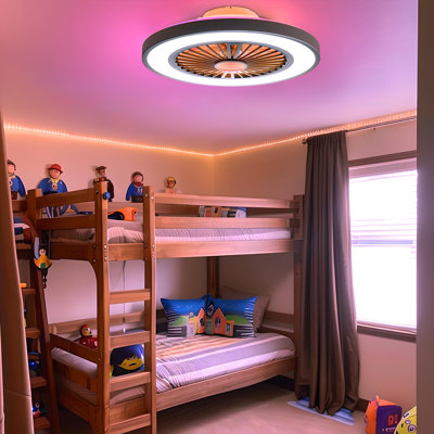Ventilateur de plafond pour enfant 22 po avec lumière et télécommande Keiyona, RVB multicolore