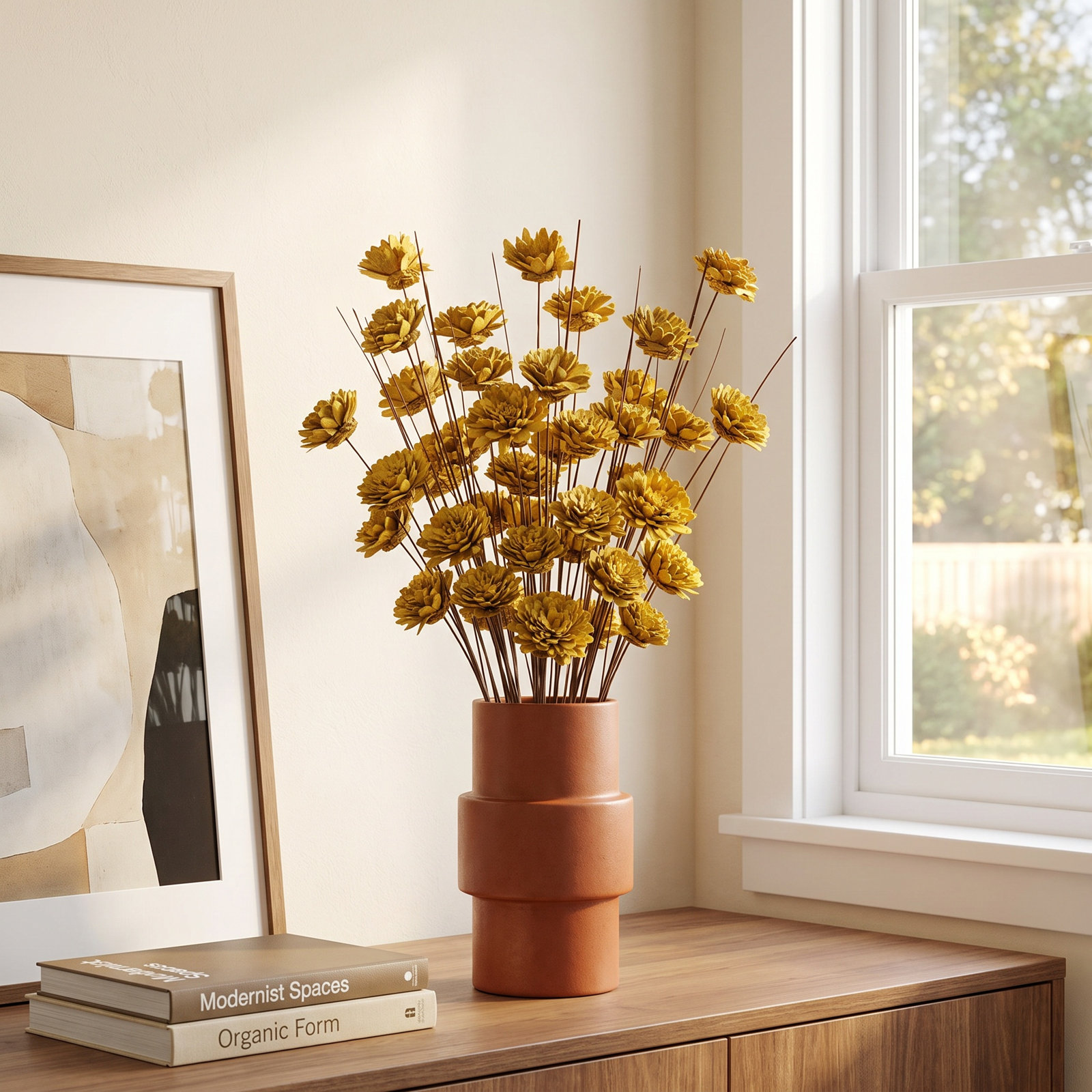 Zinnia Floral Stems, Yellow/Carmel
