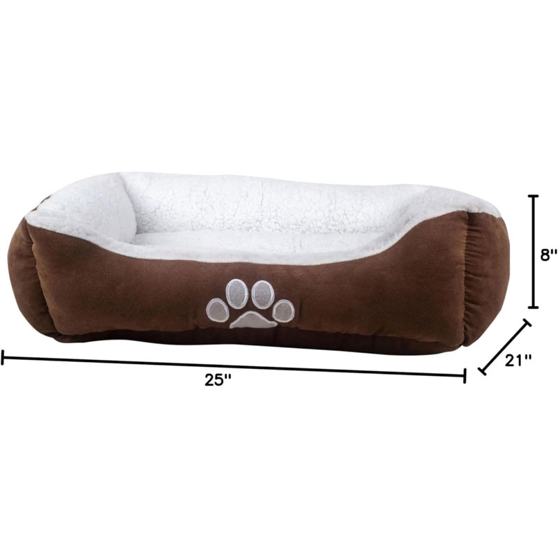 Lit pour chien avec traversin rectangulaire, lit moyen pour chien, couleur chocolat
