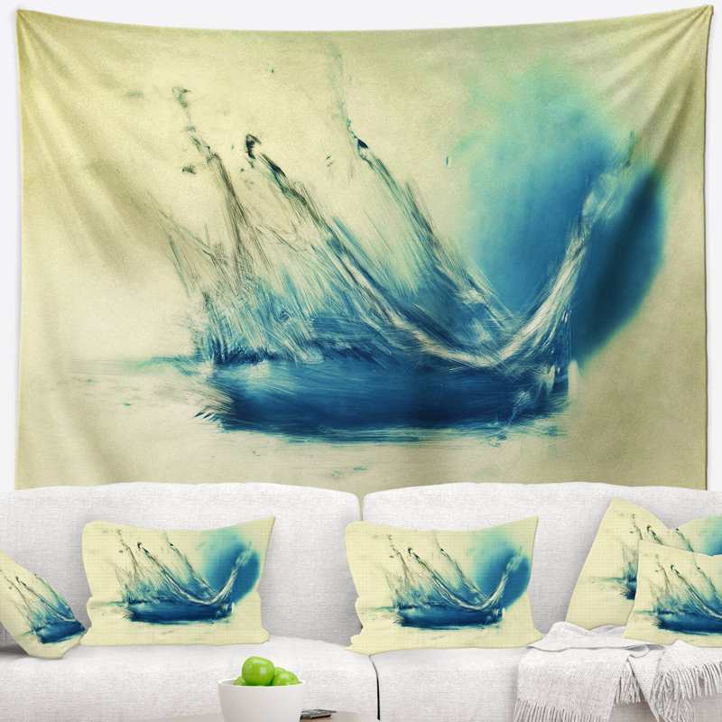 Tapisserie bleue splash d'eau douce Abstract, H 32 po x l 39 po