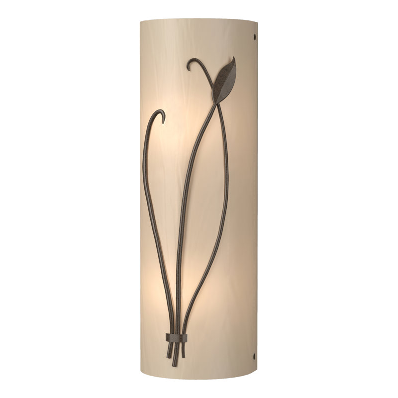 Leaf 2 - Light Flush Mounted Sconce, White Art Glass, Bronze, Right