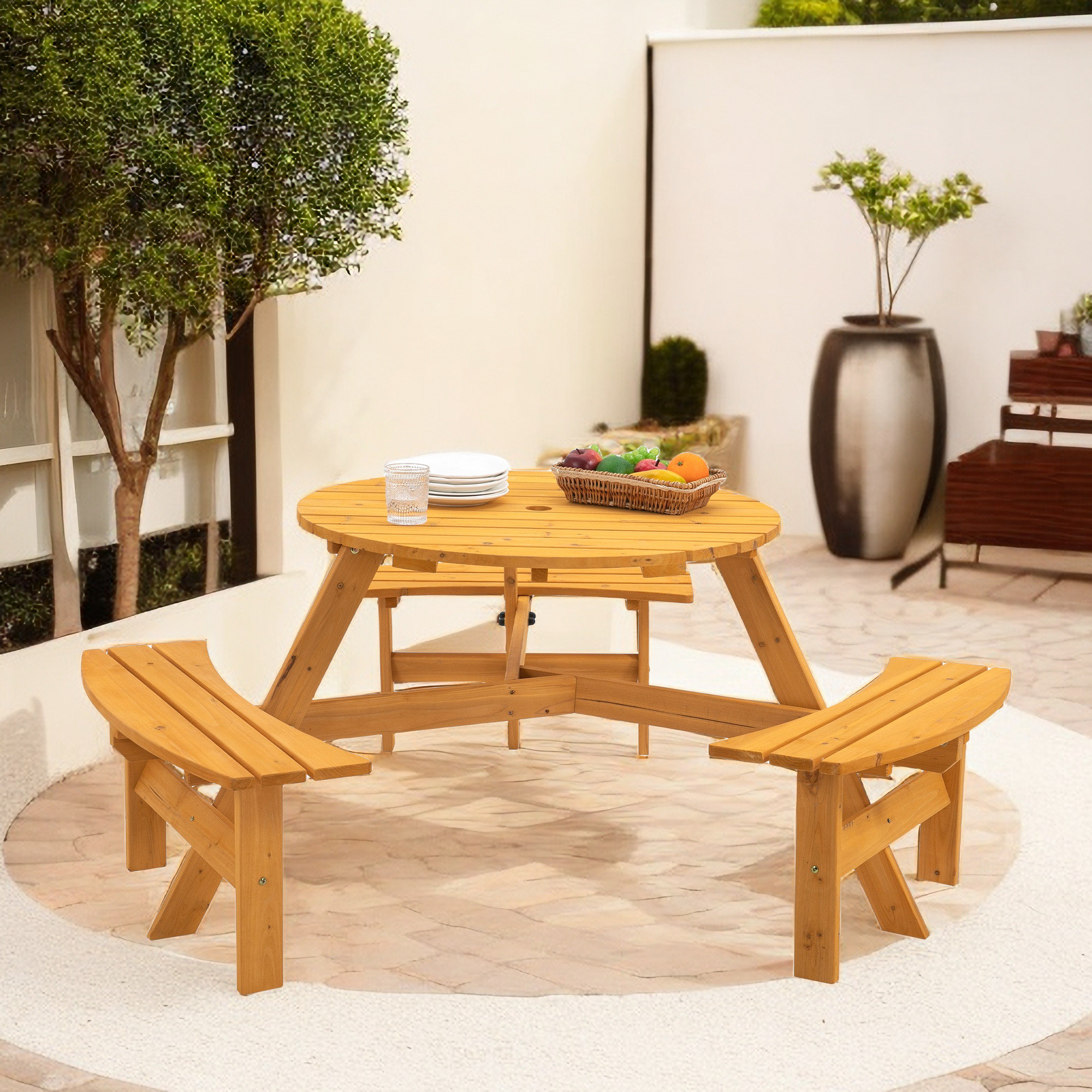 Red Barrel Studio® Clintock 6-Person Outdoor Wooden Picnic Table with ...