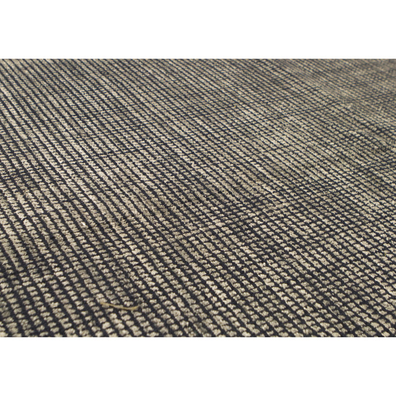 Tapis gris et bleu marine noué à la main de haute qualité, Rectangle 7 pi 9 po x 9 pi 9 po