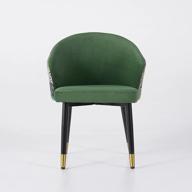  Upholstered Velvet Dining Chair Modern Arm Chair in Gold & Black, Green, 1