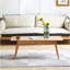 Centre de table Table basse 100% plateau en bois avec plateau et table basse Largeur 120 X Profondeur 56 X Hauteur 45 Cm Bureau d'étude Facile à assembler Bois naturel avec tablette de rangement