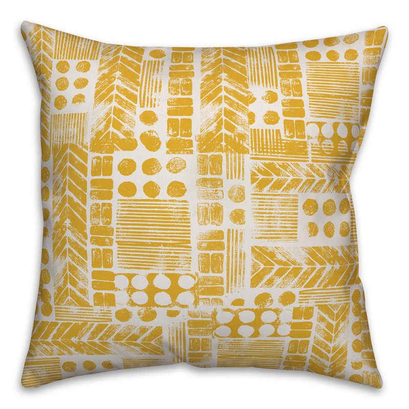 Throw Pillow, 20" x 20", White/Yellow Geometric 2