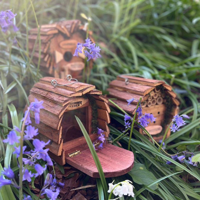 3 Piece Insect Hotel, Squirrel Hanging Birdhouse Set