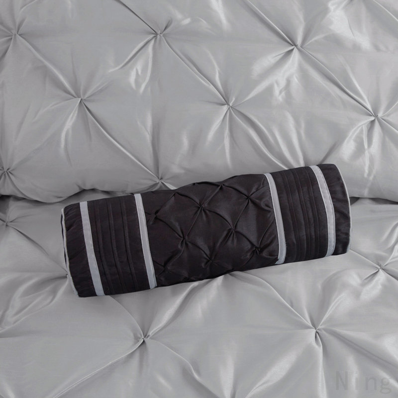 Ensemble d'édredon touffeté 7 pièces grand gris, Gris, Édredon de grande taille et 6 pièces supplément