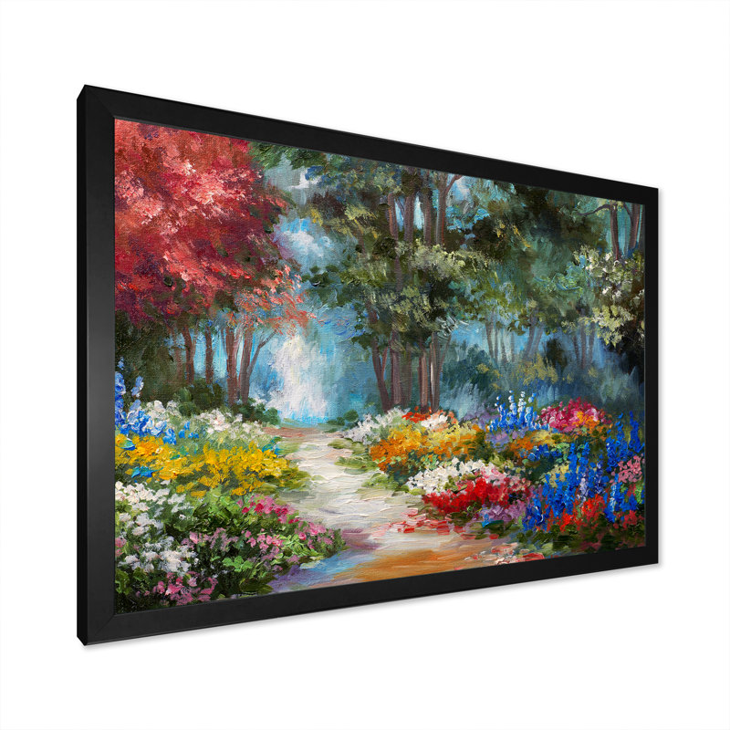 «Summer Path in Forest Landscape II», reproduction d'art sur toile, Toile avec cadre noir, H 8 po x l 12 po x P 1 po