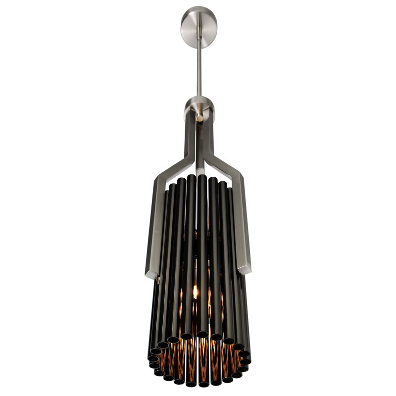 Mini-luminaire suspendu en nickel teinté et perle 6 lumières Fermont