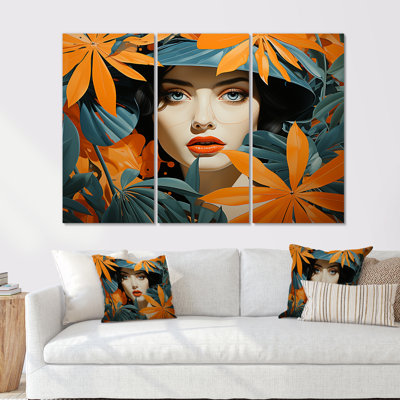 Ensemble de décoration murale Urban Greenery Woman Portrait I - Leaves