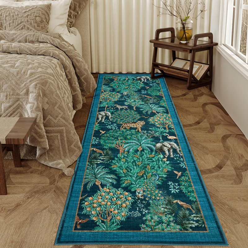 Machine Washable Rug Non-Slip Area Rug Durable Floor Carpet Easy-Cleaning Rug for Living Room Playroom Bedroom