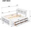 Lit double blanc avec bibliothèque tête de lit, espace de rangement inférieur avec tête de lit bibliothèque,