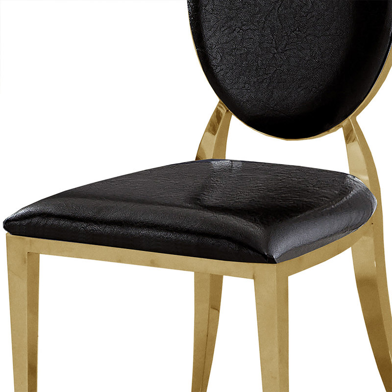 Chaises de salle à manger modernes, chaises de cuisine en similicuir Dilks, Noir, Doré