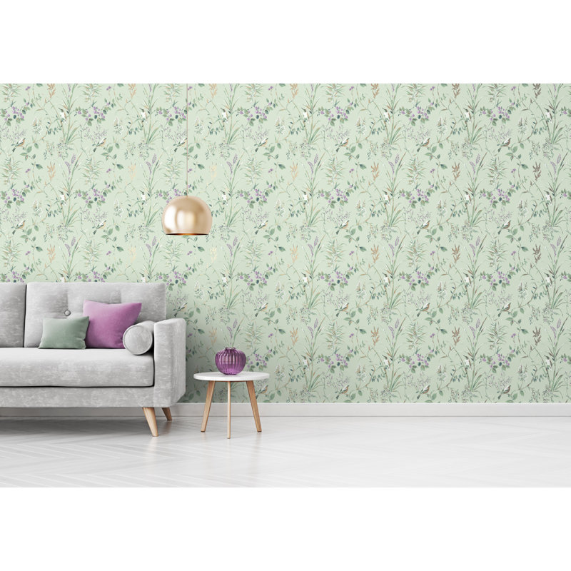 Culebra 10m x 52cm Shimmer Wallpaper Roll, Mint/Plum