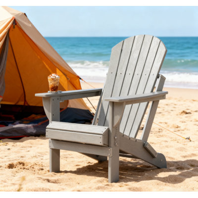 Folding Adirondack Chair Patio Chair Wood Texture,Adirondack Chairs HDPE by Beachcrest Home