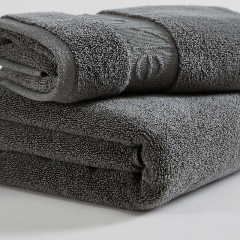 Calvin Klein Iconic Solid Cotton 3 Piece Towel Set, Grey