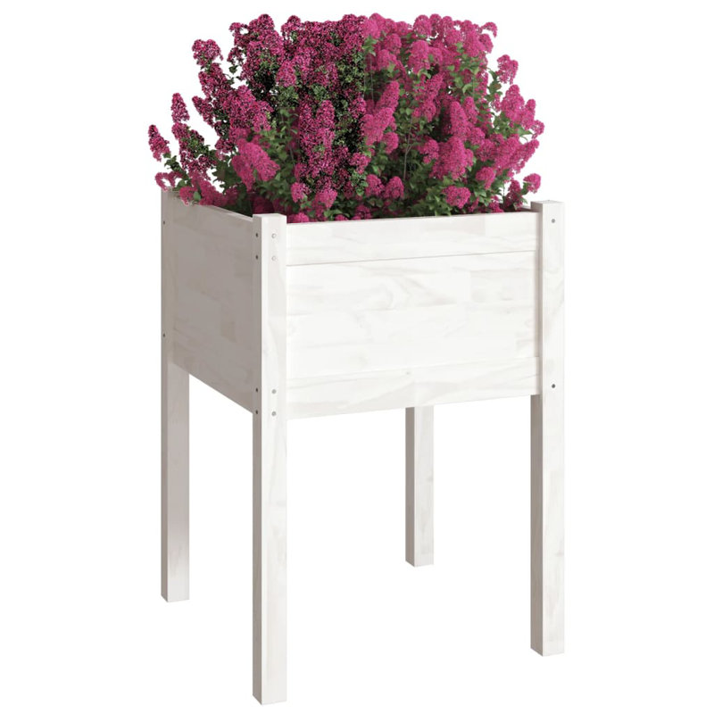 Alasha Wood Planter Box, White, 70cm H x 50cm W x 50cm D