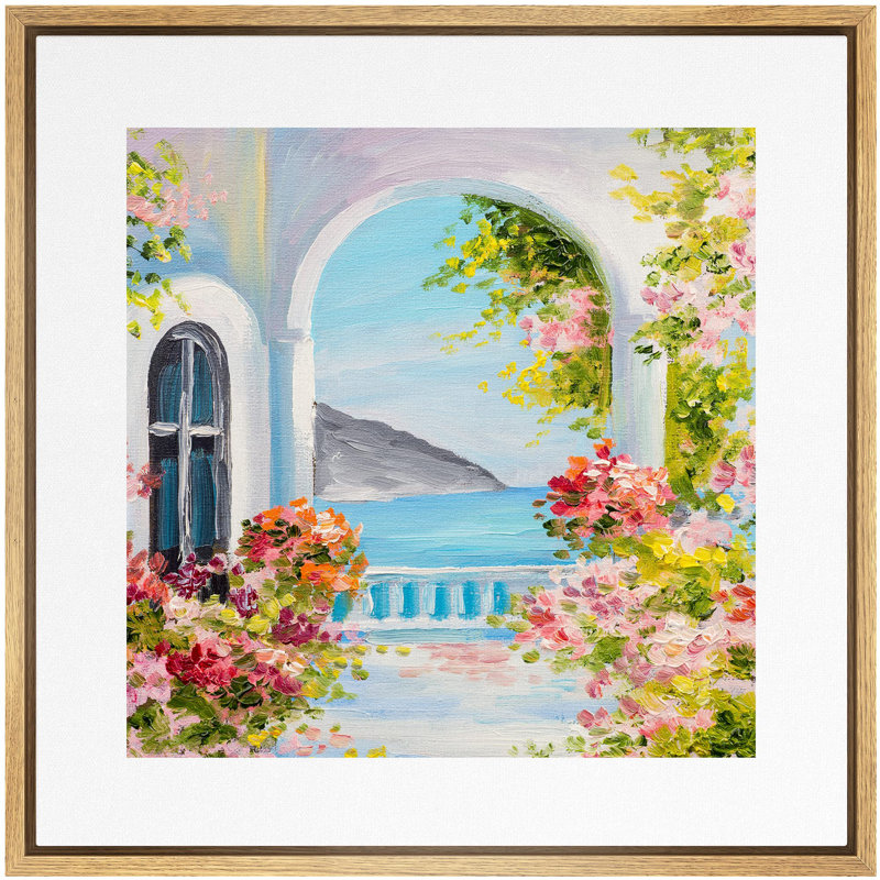 Fleurs roses encadrées sur toile, H 16 po x l 16 po, Naturel
