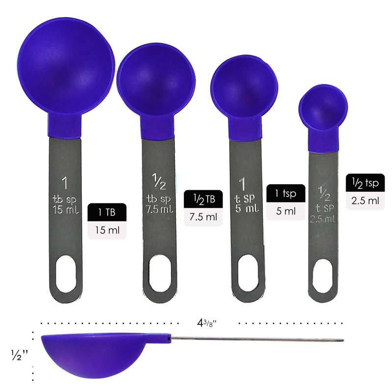 Ensemble de 4 cuillères à mesurer 4 pièces, Indigo