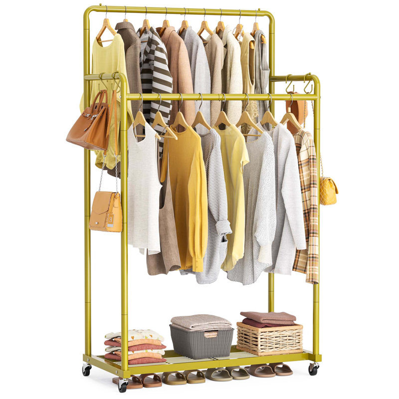 Bonville 72cm Rolling Clothing Rack, Gold