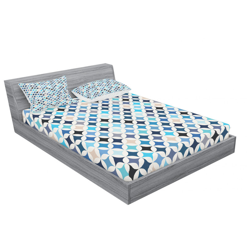 Microfiber Geometric Sheet Set, Full/Double Sheet Set with Fitted Sheet