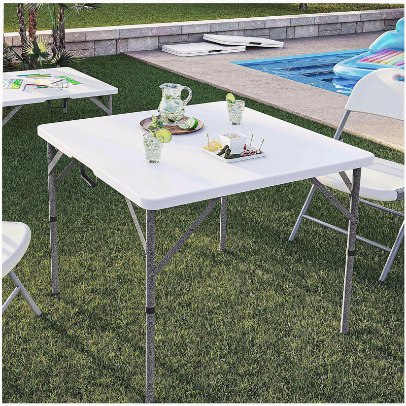 Table pliante carrée de 34 po Techni Home, table pliable réglable en hauteur avec poignée facile à transporter