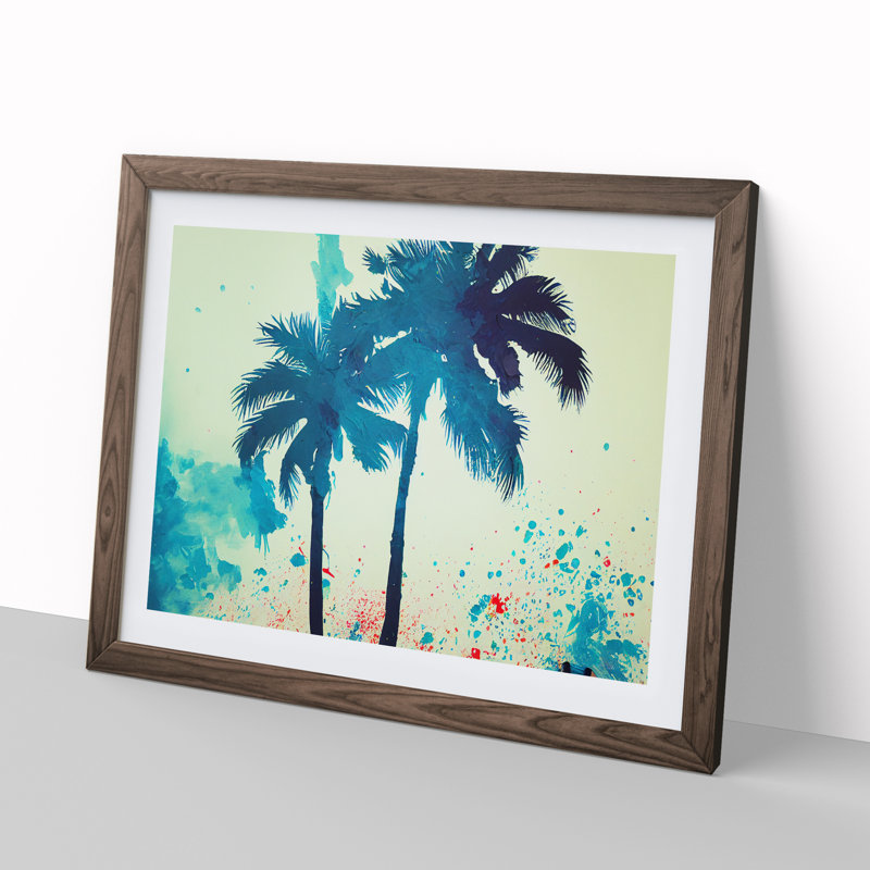 XH1022-6769X Palm Tree Splash Vol.5 Abstract - Single Picture Frame Print, 46cm H x 64cm W x 2cm D, Walnut