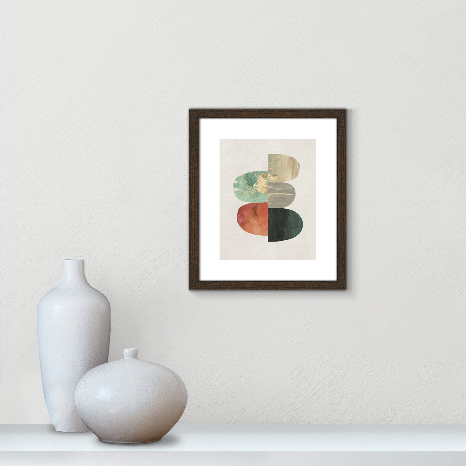 Evolving Energy I - Painting Print, Picture Framed Paper, 15" H x 13" W, Walnut Wood