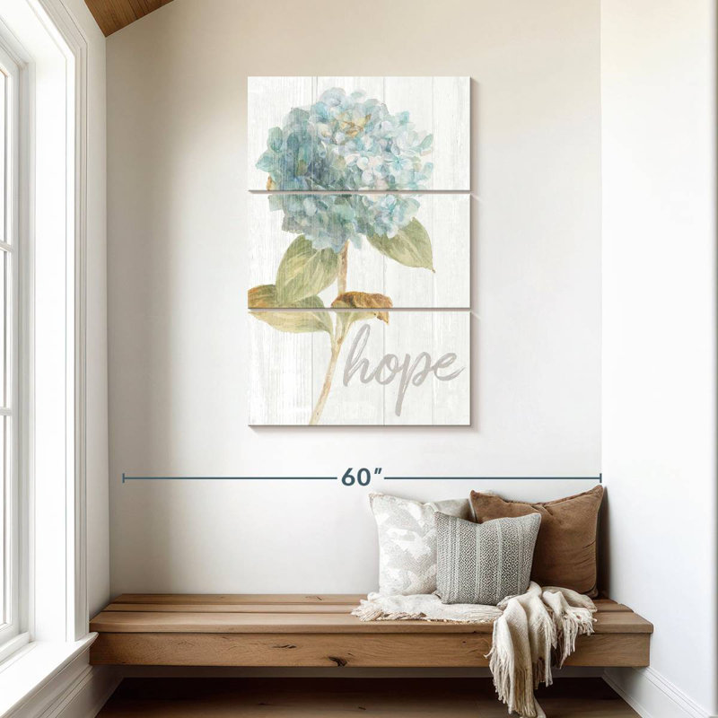 Harnek jardin hortensia sur bois espoir, H 45 po x l 28 po