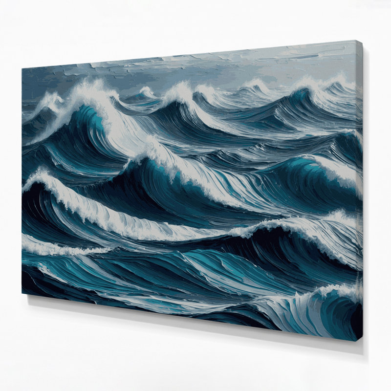 Art mural sur toile gris "Coastal Wave Motion Study", H 12 po x l 18 po