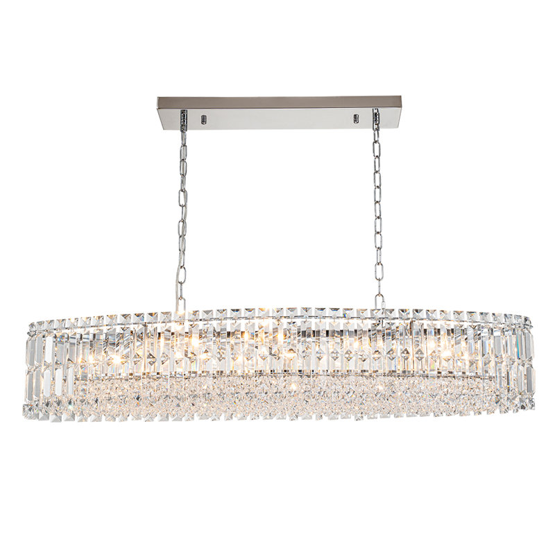 10-Light Kitchen Island Oval Crystal Chandelier , Chrome